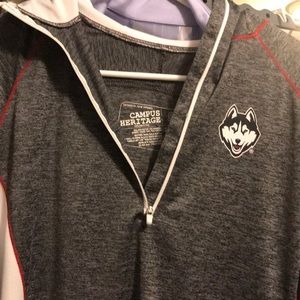 Long sleeved, hooded UConn sweatshirt